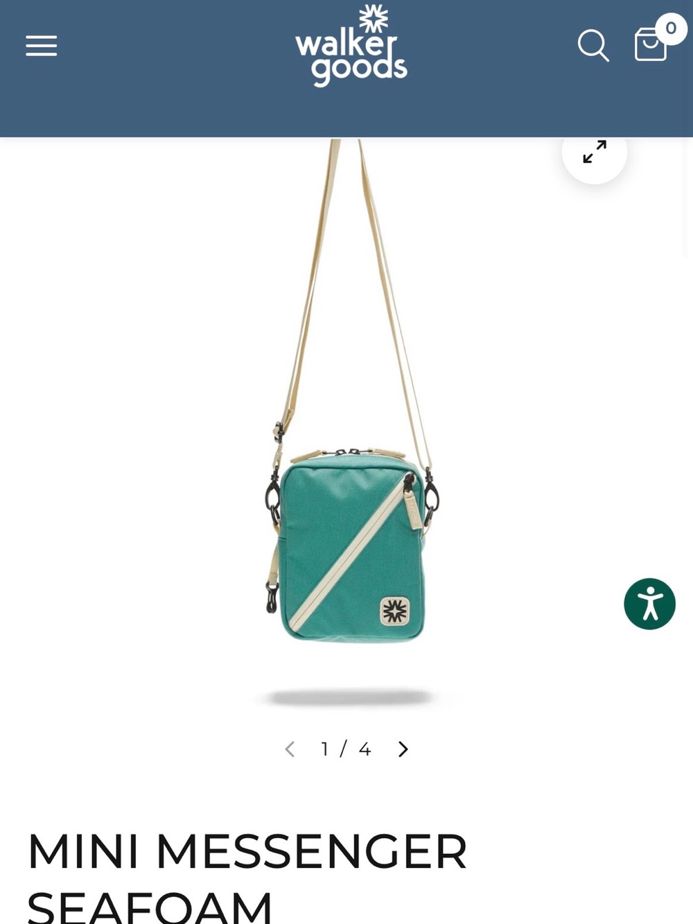 Walker Goods Mini Messenger Crossbody in Seafoam with Cream Accent